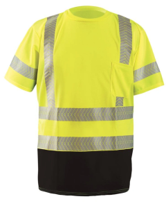 Occunomix, Segmented Tape Short Sleeve Class 3 T-Shirt, w/pkt, Black bottom NEW SIZE: 2XL