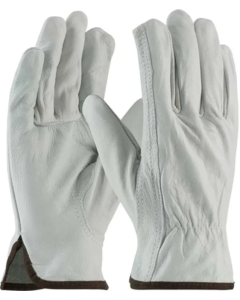 PIP 68-162/M  White Medium Grain Cowhide Leather Driver's Gloves - Keystone Thumb